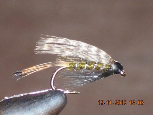 Teal and green wet fly