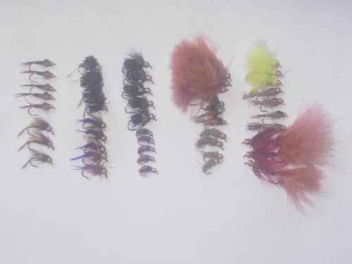 50 assorted tungsten bead head fly fishing flies for sale