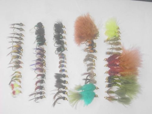 75 assorted tungsten bead head fishing flies for sale