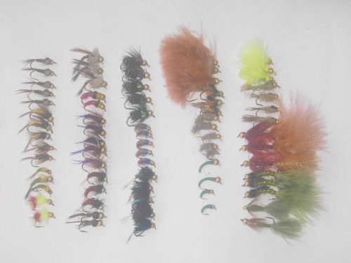 100 assorted tungsten bead head fly fishing flies for sale
