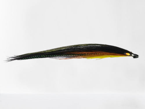 Yellow Sunray Shadow Plastic Tube Salmon Fly 